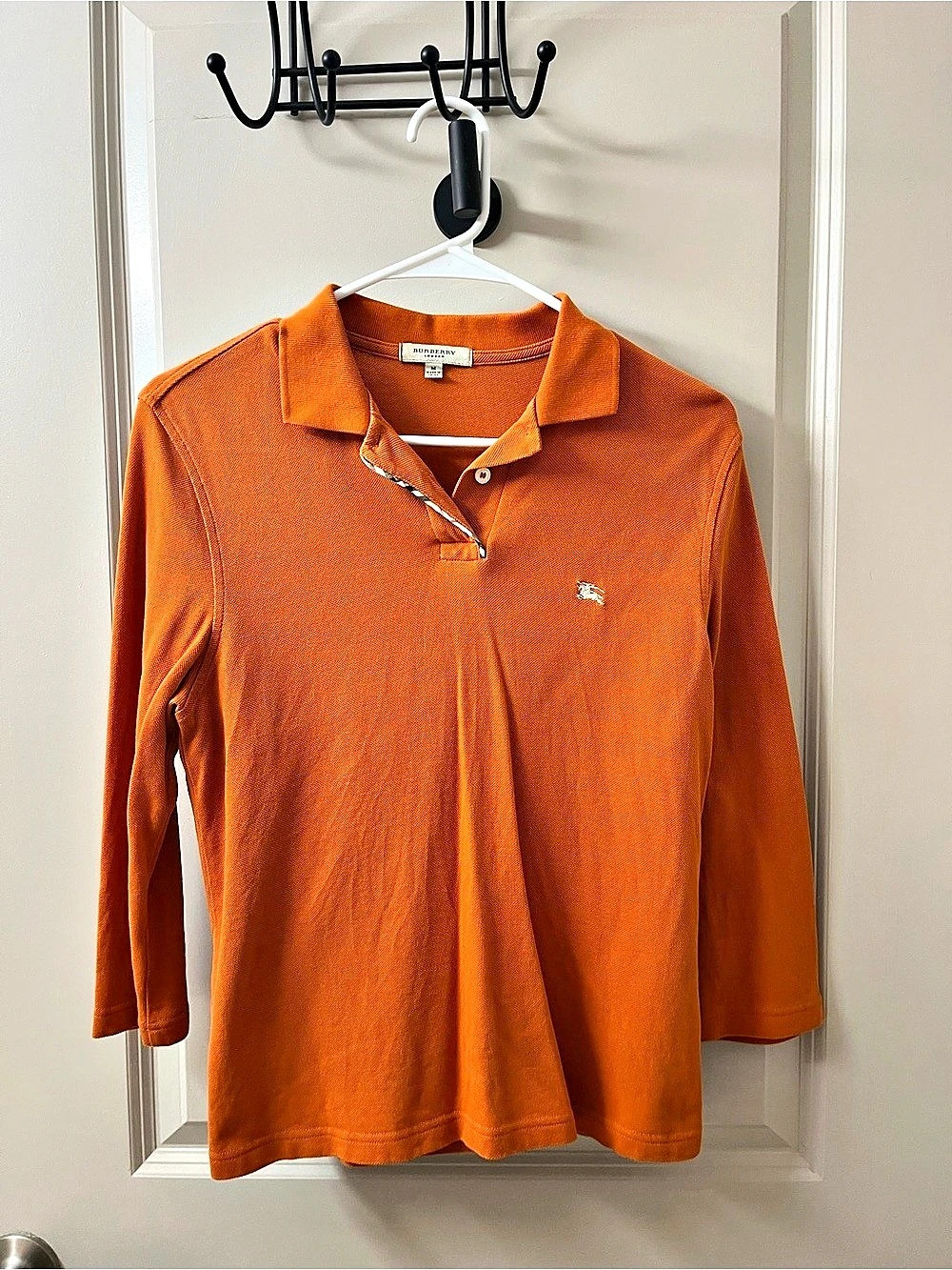 Burberry Long Sleeve Polo in Orange Size Medium Like New